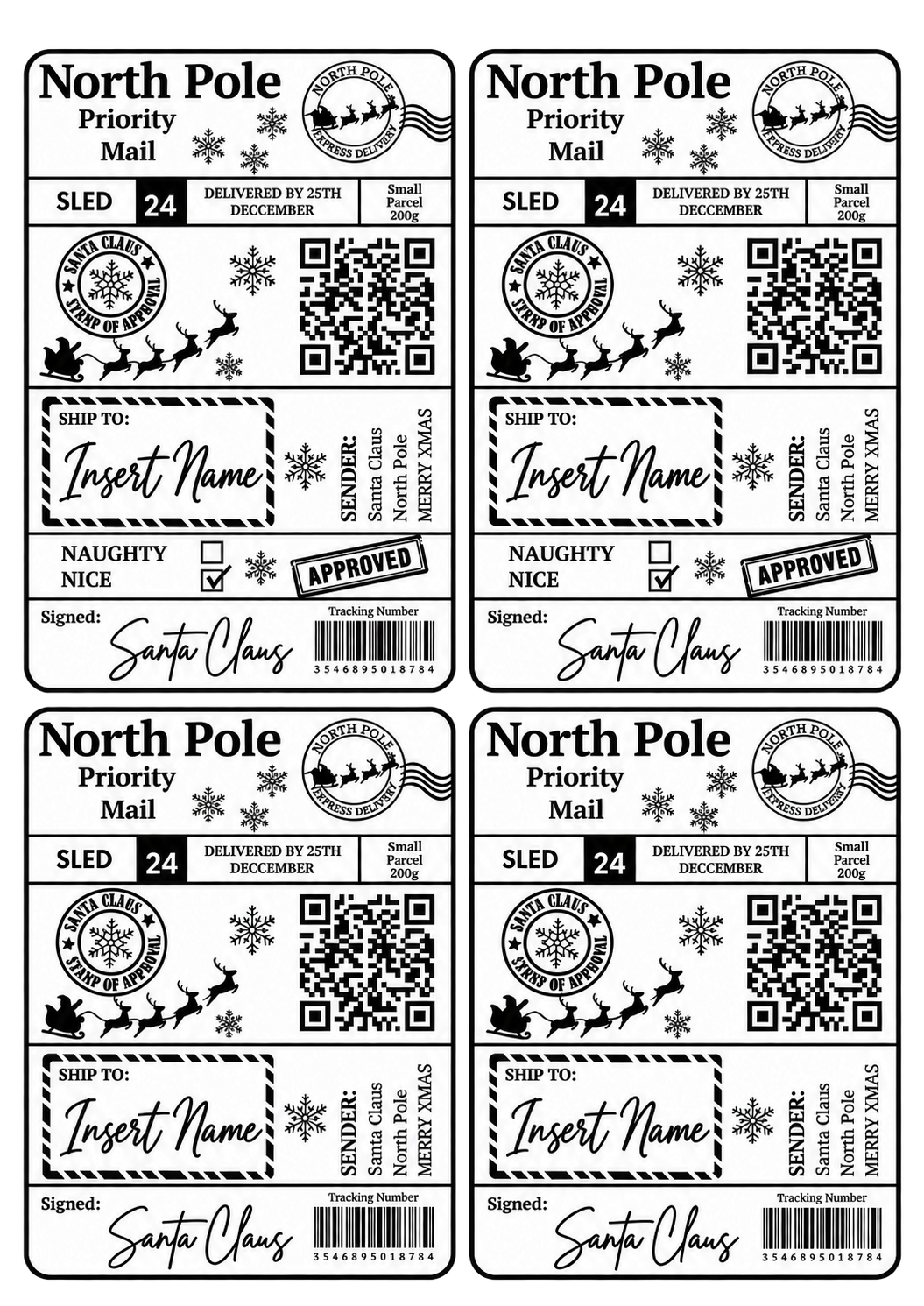 Personalised christmas stickers