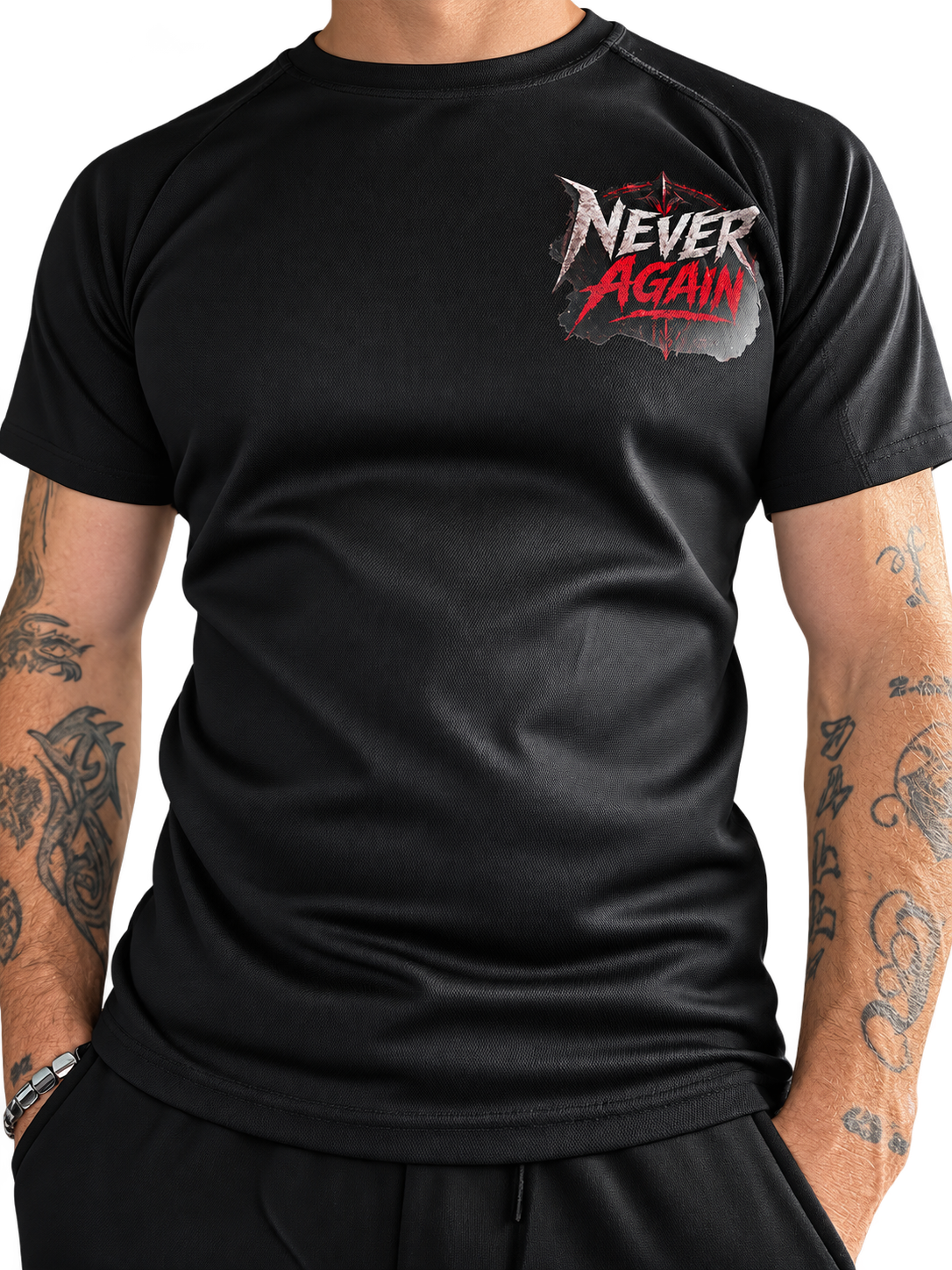 Never Again short sleeved t-shirt